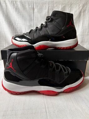 Size 10.5 - Jordan 11 Retro Bred 2012 Black Red Nike Sneakers 378037-010